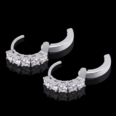 Iced Hoop Earring in 18K White Gold