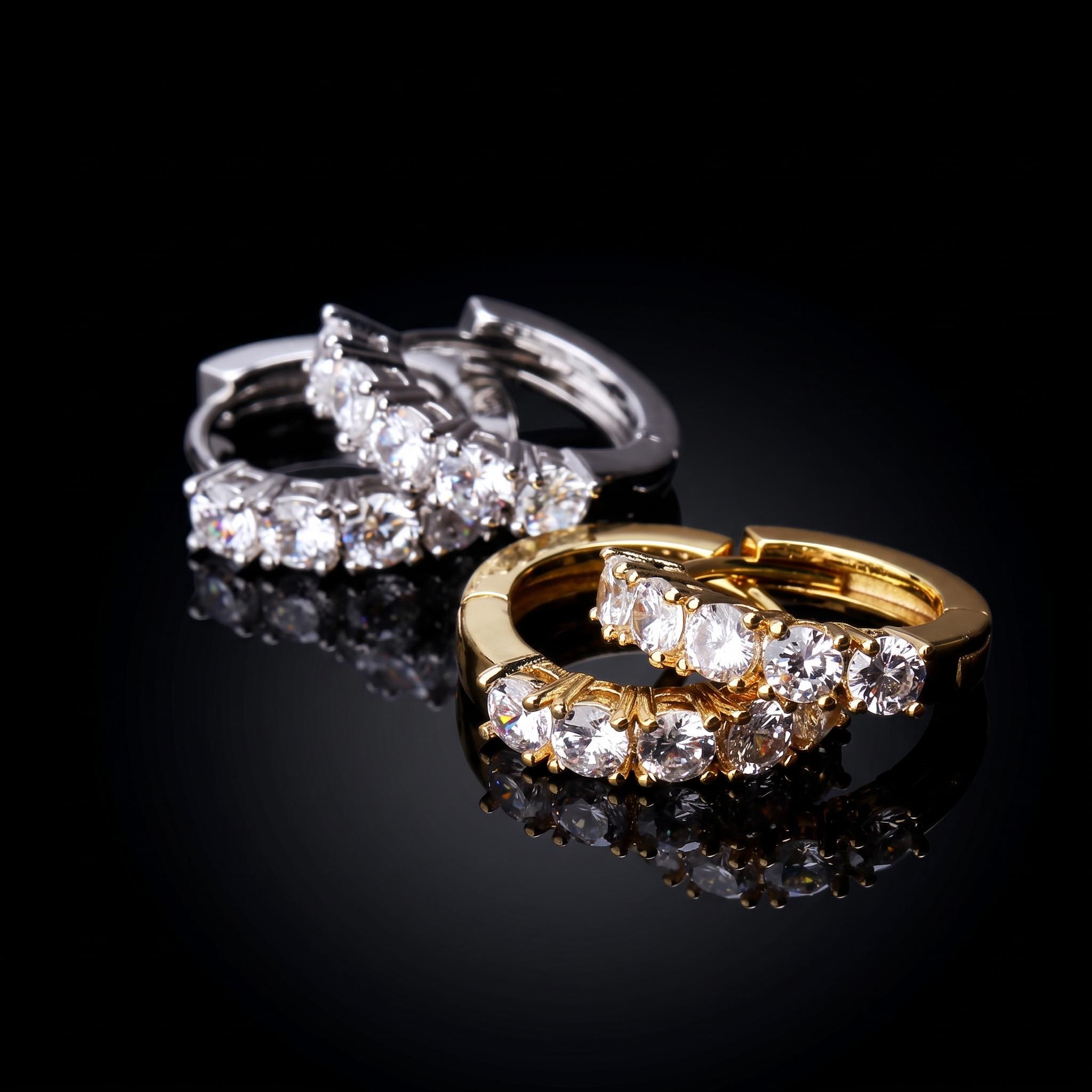 Iced Hoop Earring in 18K White Gold Iced Hoop Earring in 18K White Gold