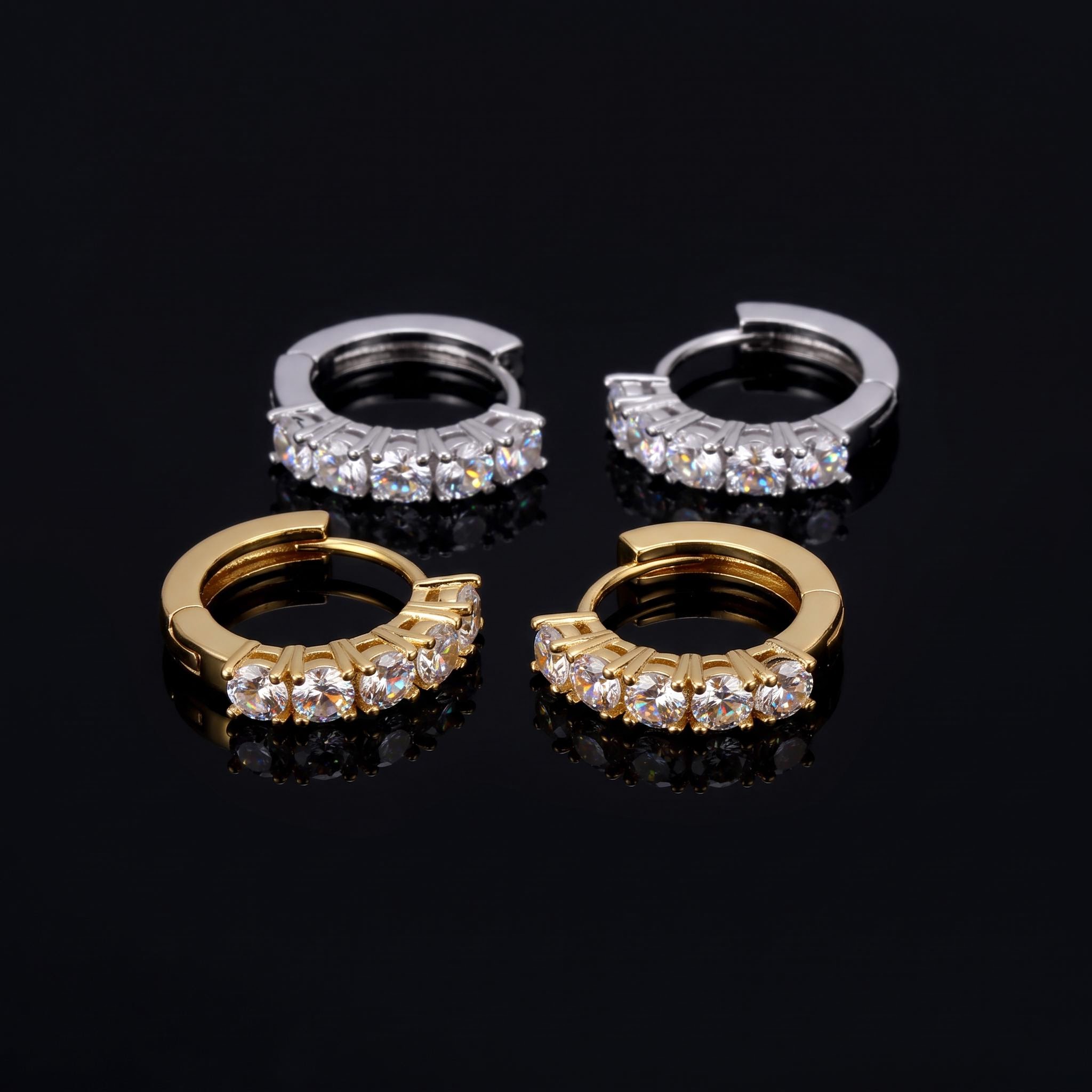 Iced Hoop Earring in 18K White Gold Iced Hoop Earring in 18K White Gold