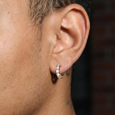 Iced Hoop Earring in 18K Gold