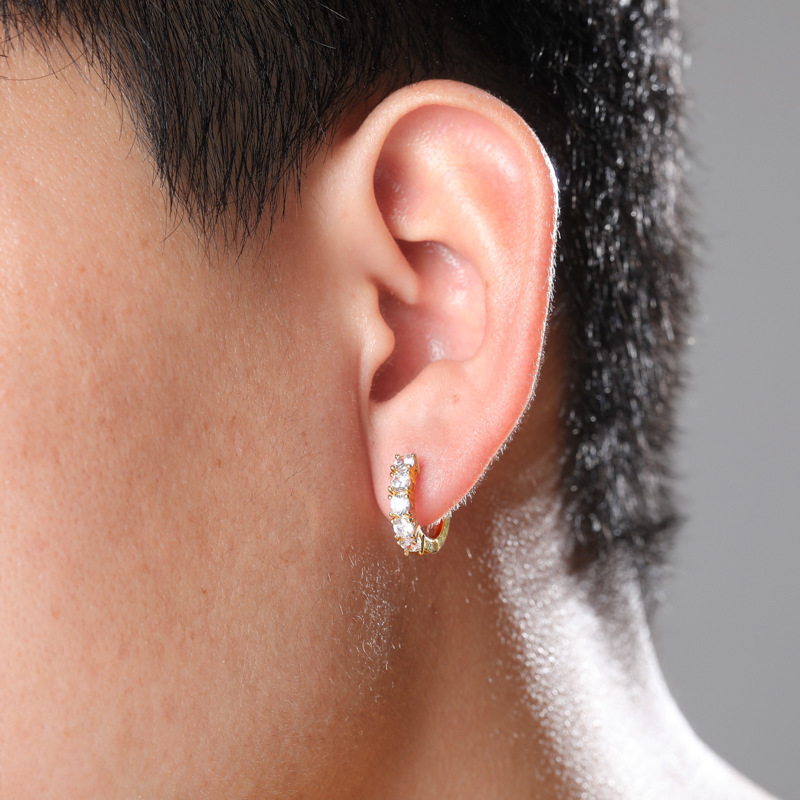 Iced Hoop Earring in 18K Gold Iced Hoop Earring in 18K Gold