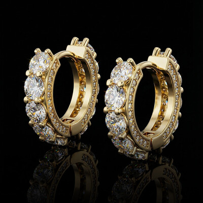 Iced Huggie Earrings in Gold