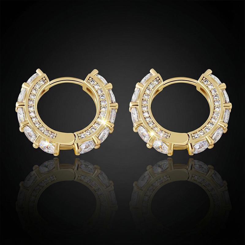 Iced Huggie Earrings in Gold Iced Huggie Earrings in Gold