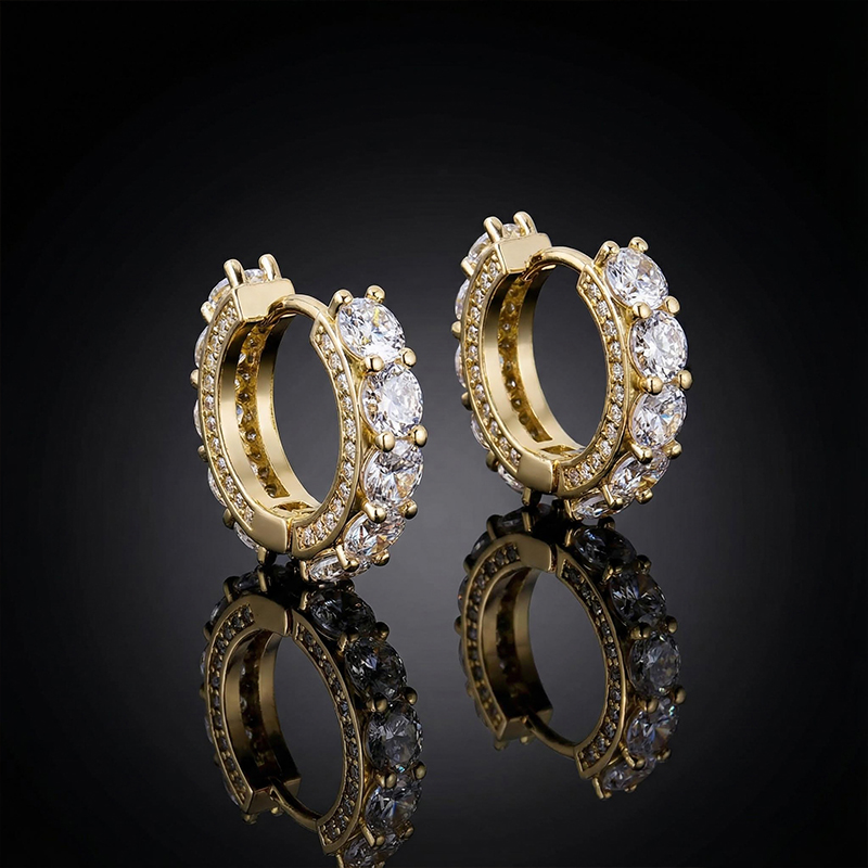 Iced Huggie Earrings in Gold Iced Huggie Earrings in Gold