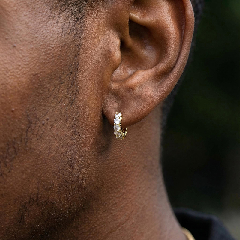 Iced Huggie Earrings in Gold Iced Huggie Earrings in Gold