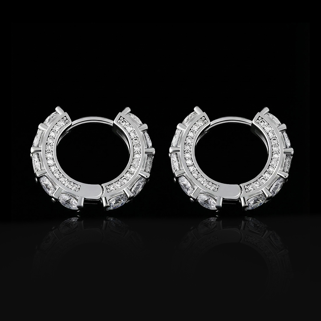 Iced Huggie Earrings in Gold Iced Huggie Earrings in Gold