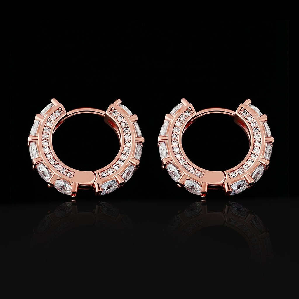 Iced Huggie Earrings in Gold Iced Huggie Earrings in Gold