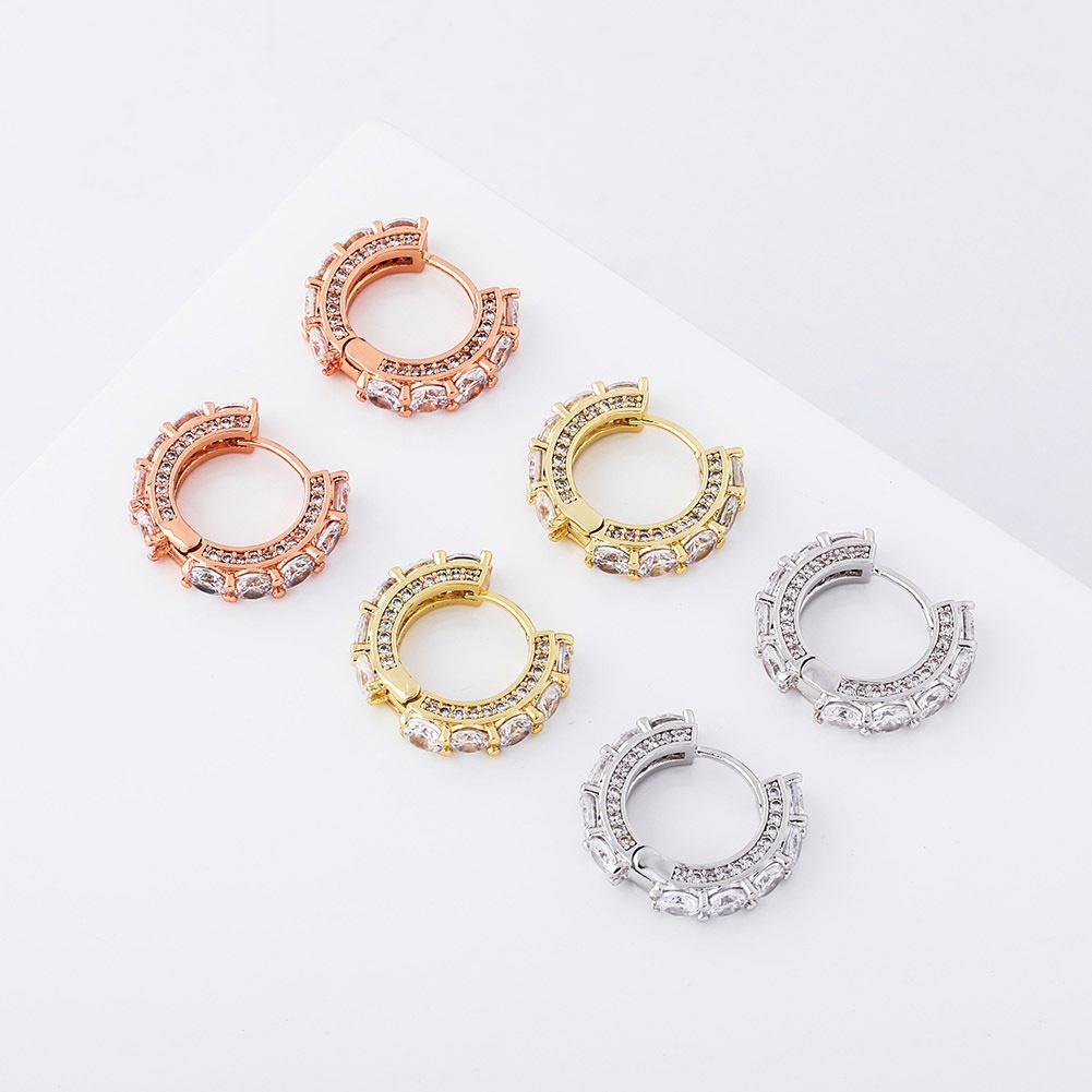 Iced Huggie Earrings in Rose Gold - Helloice Jewelry