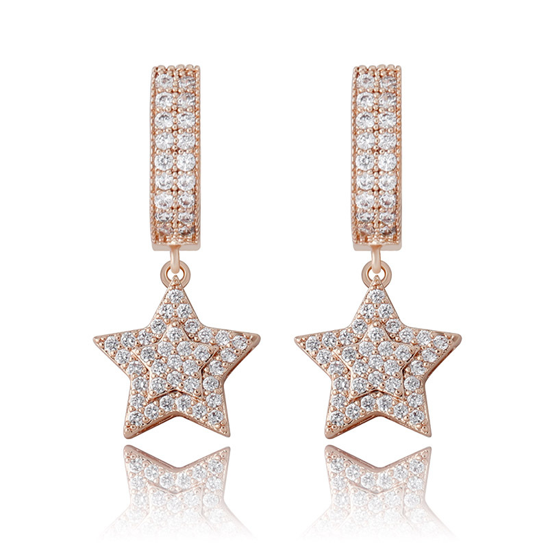  Iced Five-pointed Star Dangle Earrings