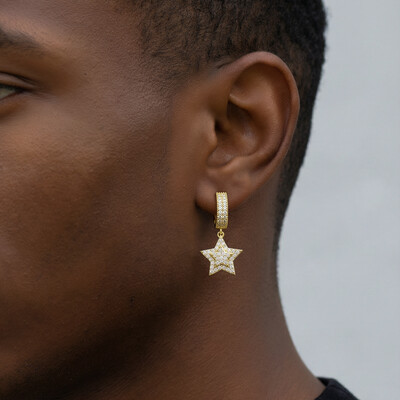 Iced Five-pointed Star Dangle Earrings