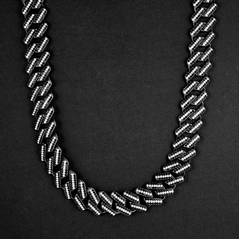 Iced 20mm White & Black Miami Cuban Chain with Big Box Clasp