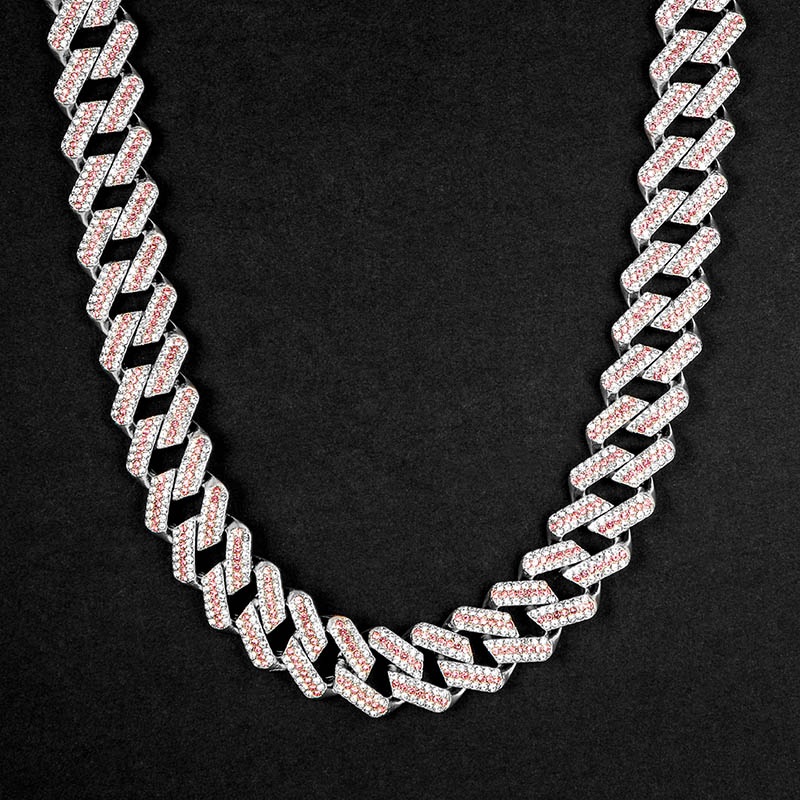 Iced 20mm Pink & White Miami Cuban Chain with Big Box Clasp