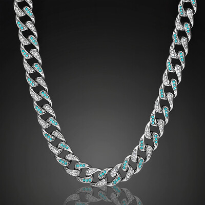 Iced 10mm Teardrop Blue & White Miami Cuban Chain