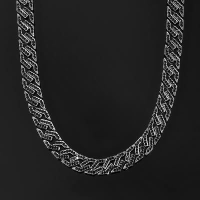 14mm Iced Cuban Link Chain in Black Gold