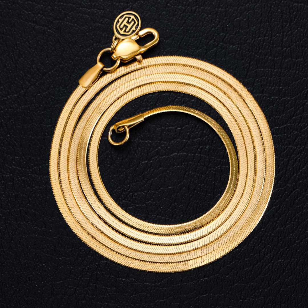 2mm Herringbone Chain in Gold