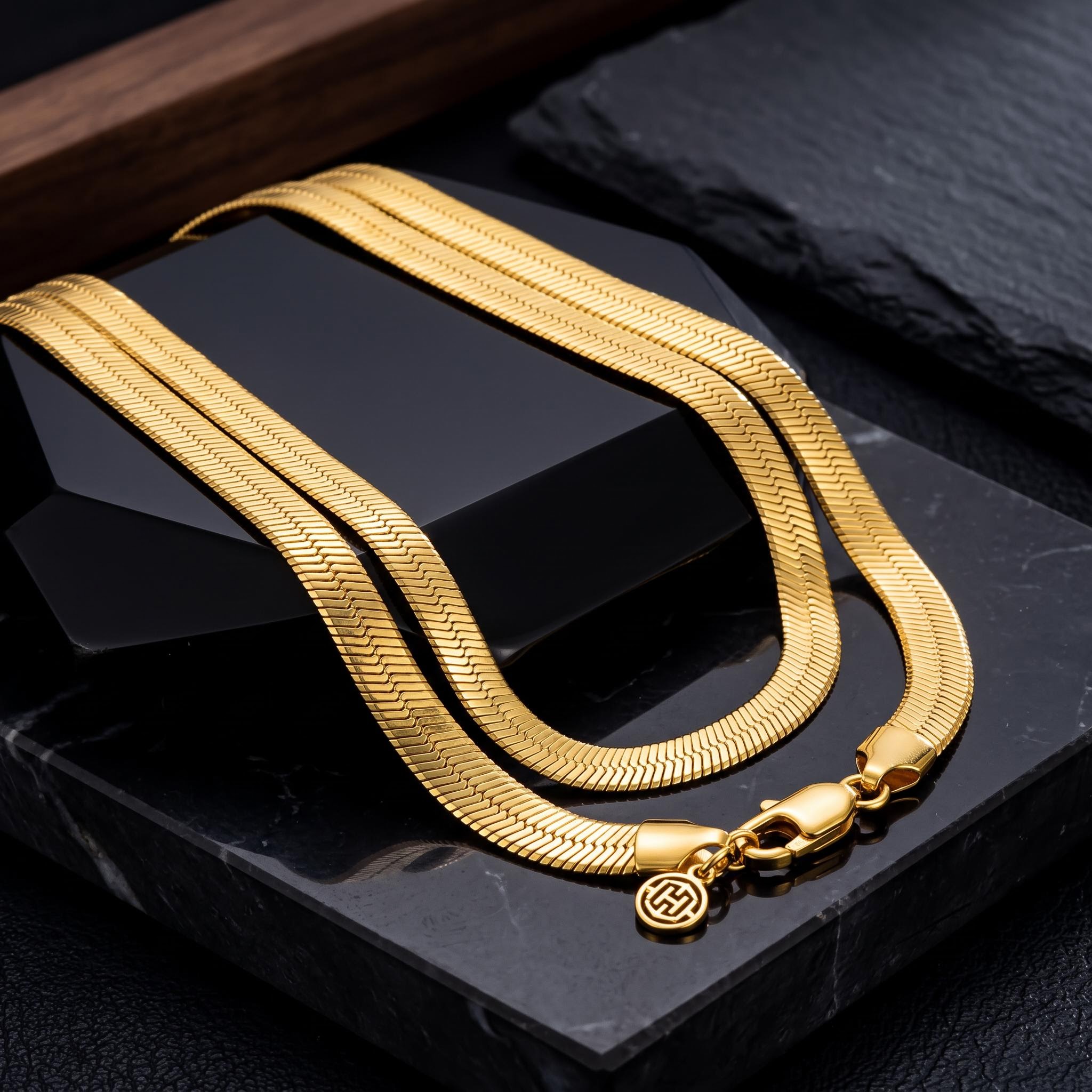 6mm Herringbone Chain in Gold 6mm Herringbone Chain in Gold