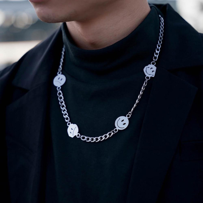 Smile Face Titanium Steel Cuban Necklace