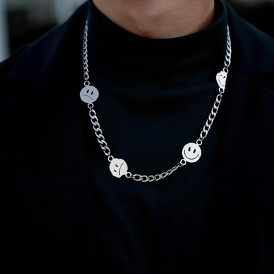 Smile Face Titanium Steel Cuban Necklace