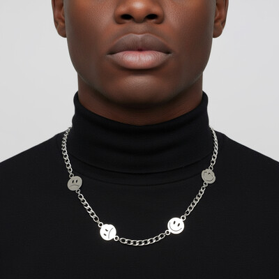 Smile Face Titanium Steel Cuban Necklace