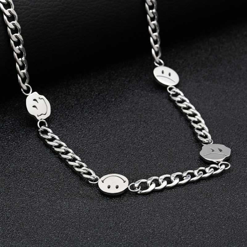 Smile Face Titanium Steel Cuban Necklace Smile Face Titanium Steel Cuban Necklace
