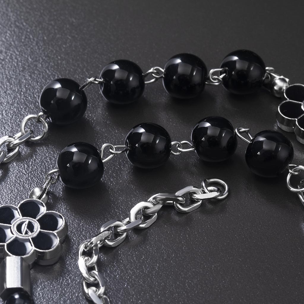 Black Smile Face Charms with Musical Note Necklace