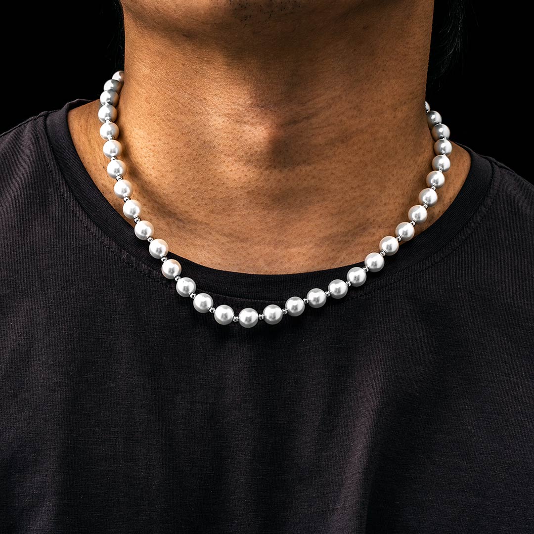 8mm Pearl with Steel Ball Necklace