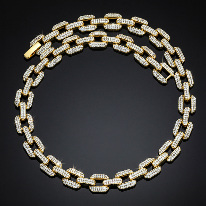 12mm Iced Rectangle Chain