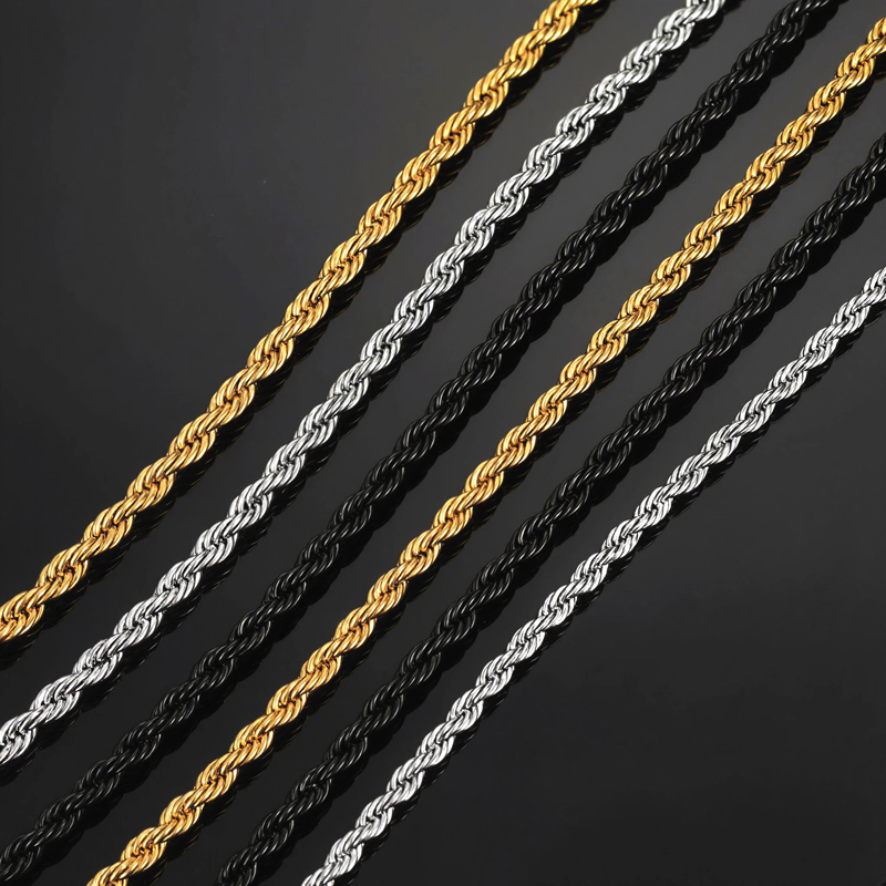 4mm Rope Chain in Black Gold 4mm Rope Chain in Black Gold
