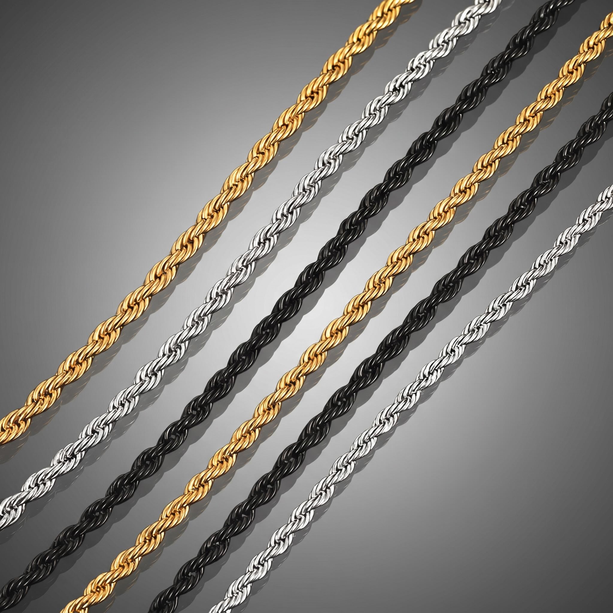 4mm Rope Chain in Black Gold