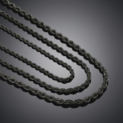 4mm Rope Chain in Black Gold