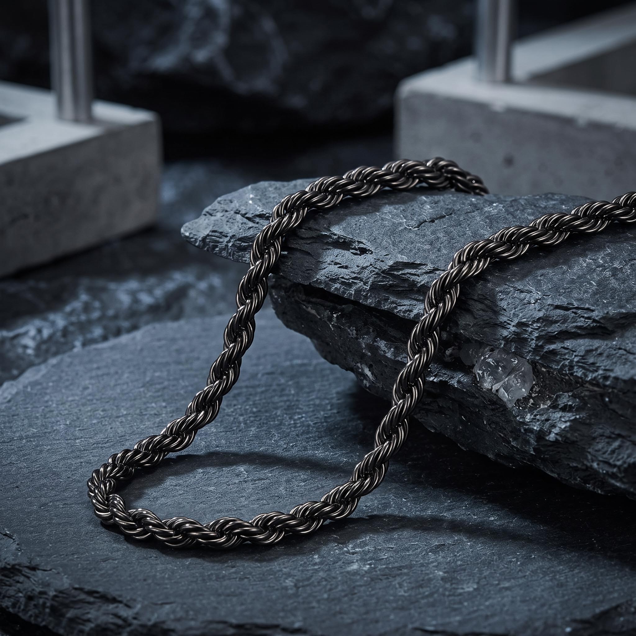 4mm Rope Chain in Black Gold