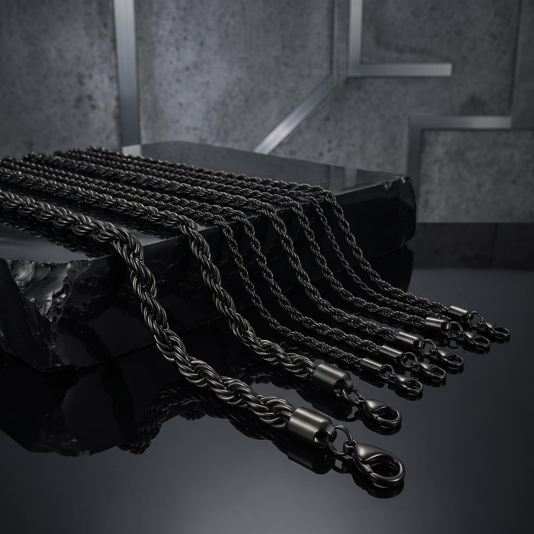 4mm Rope Chain in Black Gold