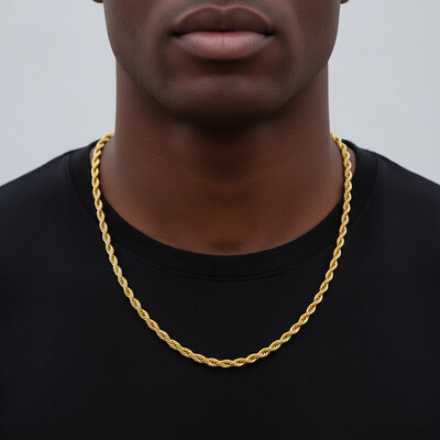 5mm 18K Gold Finish Rope Chain