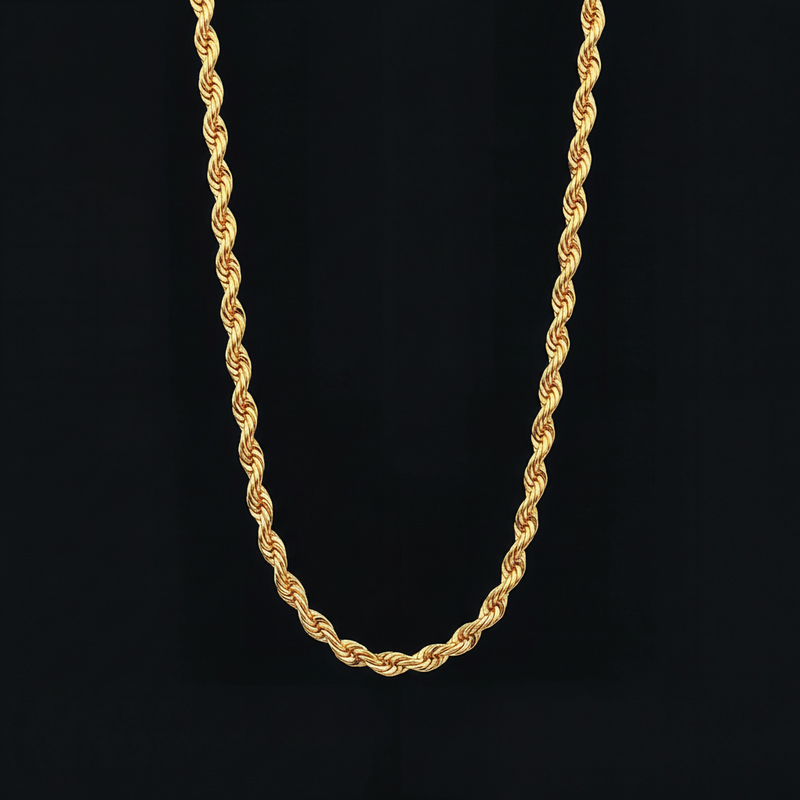 5mm 18K Gold Finish Rope Chain