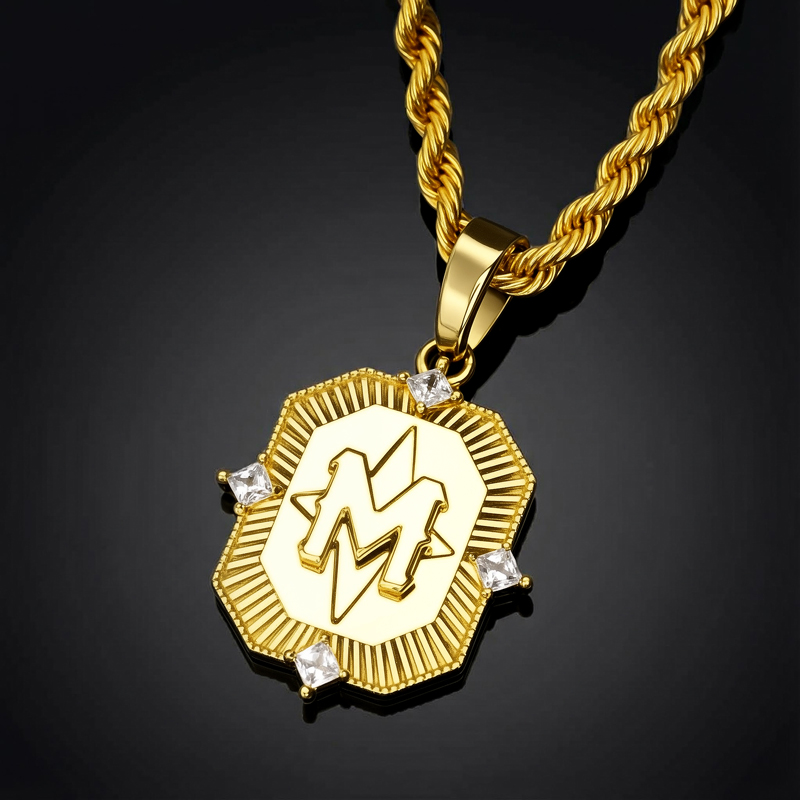 Iced Gold A-Z Initial Letter Pendant Iced Gold A-Z Initial Letter Pendant