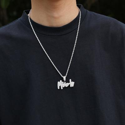 Custom Cursive Name Pendant in White Gold