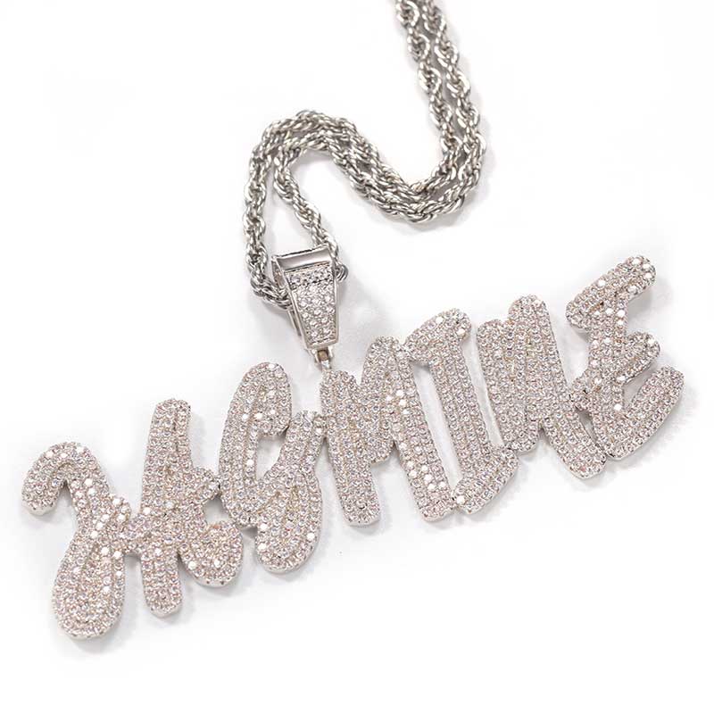 Custom Cursive Name Necklace in White Gold
