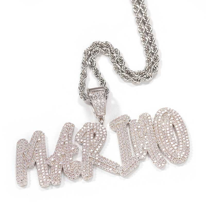 Custom Cursive Name Necklace in White Gold