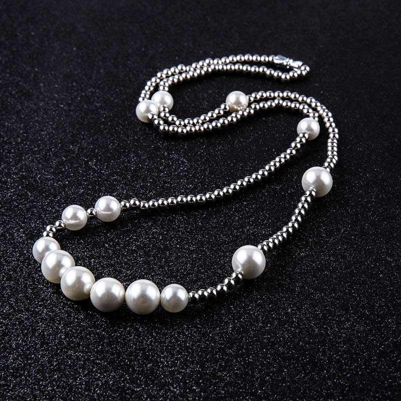 Pearl with Steel Ball Necklace