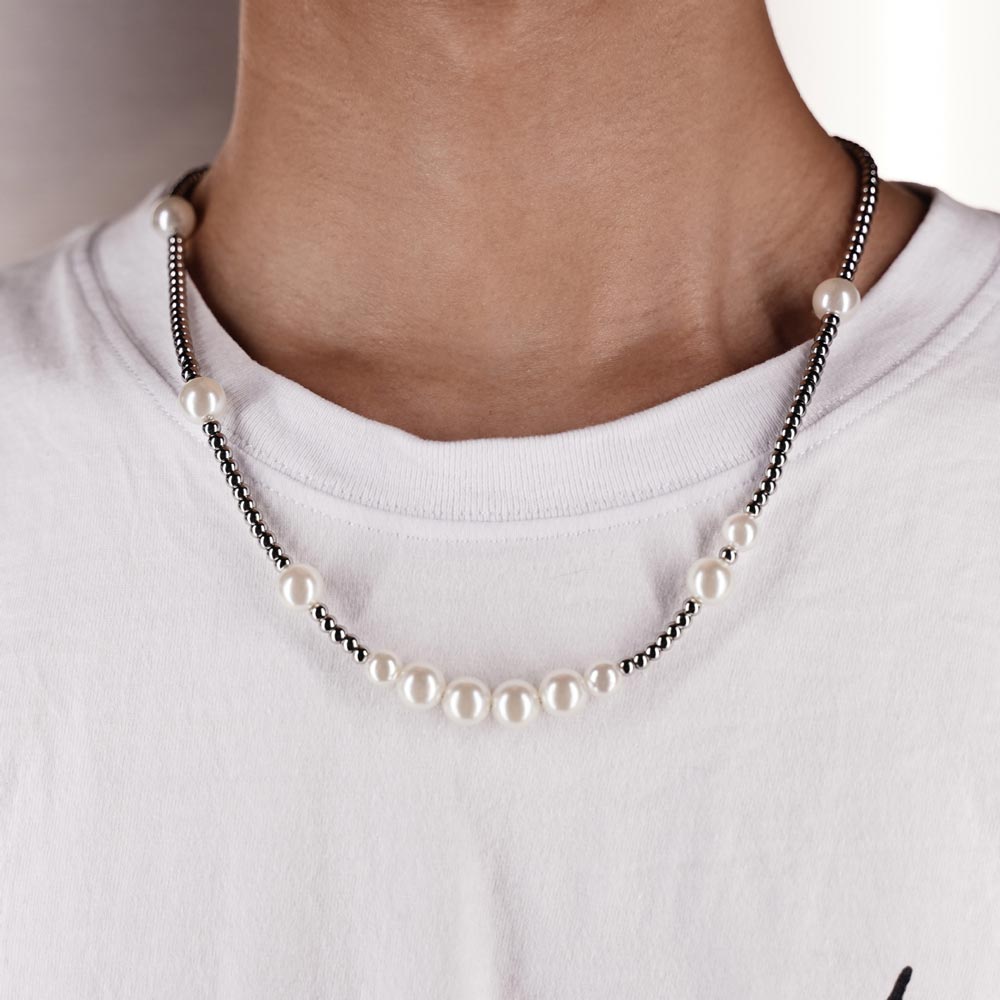 Pearl with Steel Ball Necklace