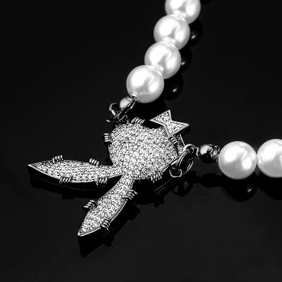 Thorns Iced Upside Down Bunny Pearl Necklace