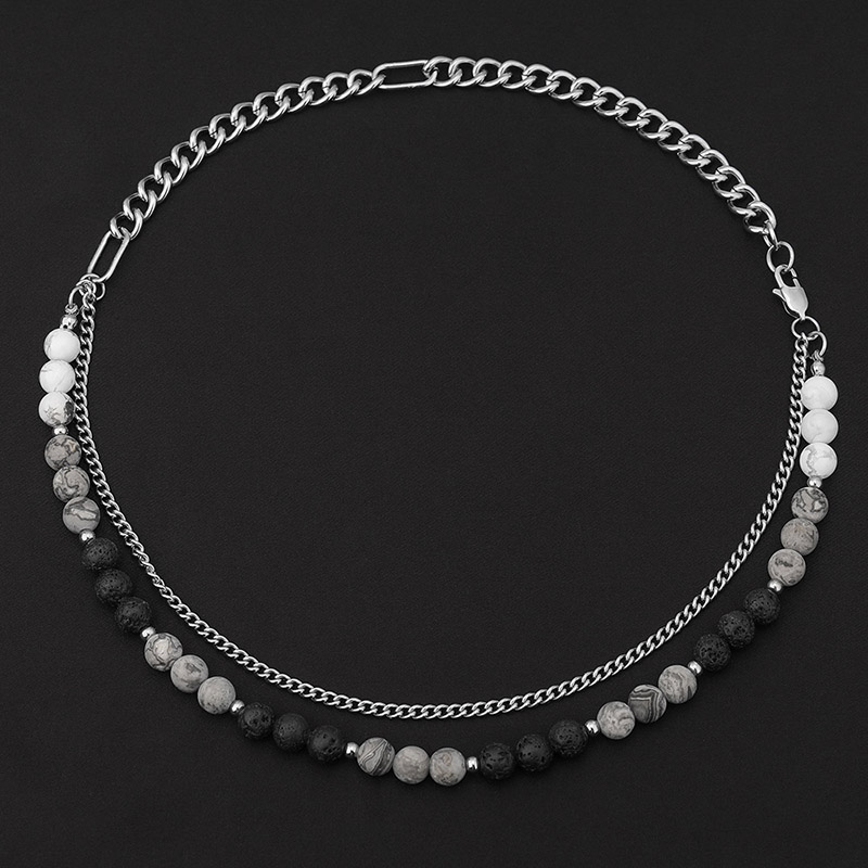 Layered Cuban Natural Stone Healing Beads Necklace