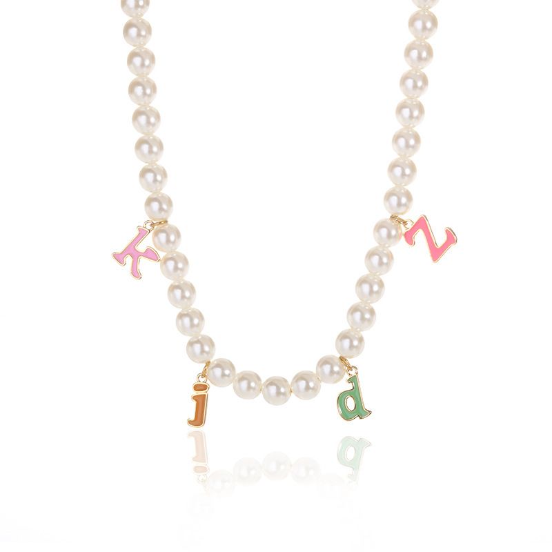 Custom 8mm Colorful Letters Pearl Necklace