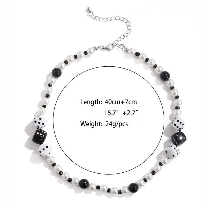 Black and White Dice Pearl Necklace