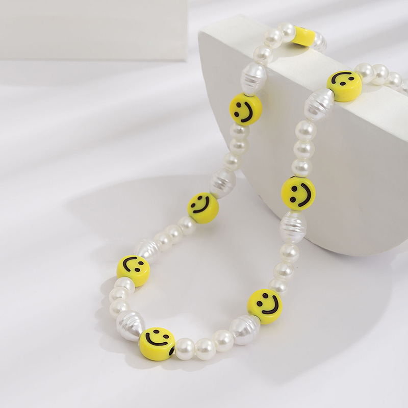 Soft Pottery Smile Face Irregular Pearl Necklace