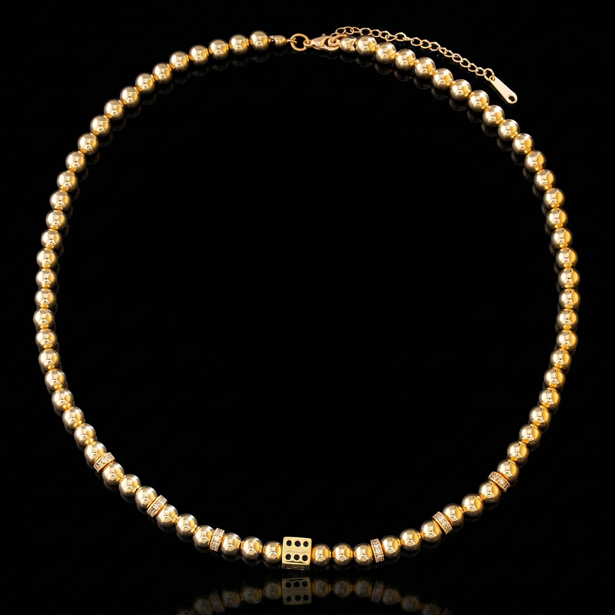 Iced Bead/Dice Necklace in Gold Iced Bead/Dice Necklace in Gold