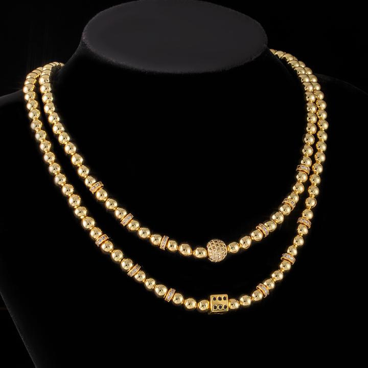Iced Bead/Dice Necklace in Gold Iced Bead/Dice Necklace in Gold