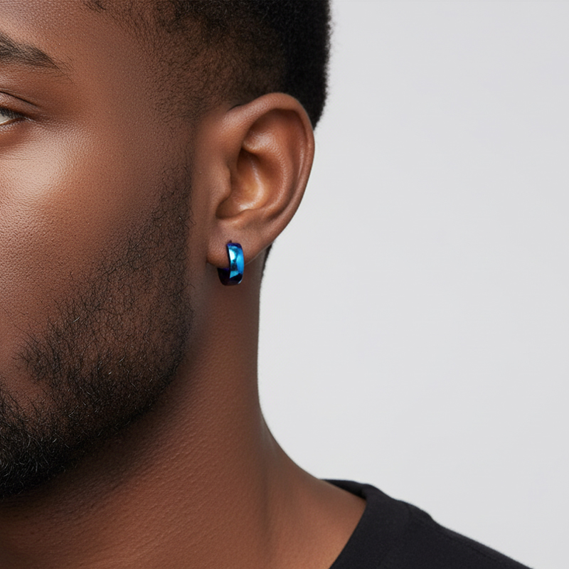 Stainless Steel Hoop Earrings in Black Gold