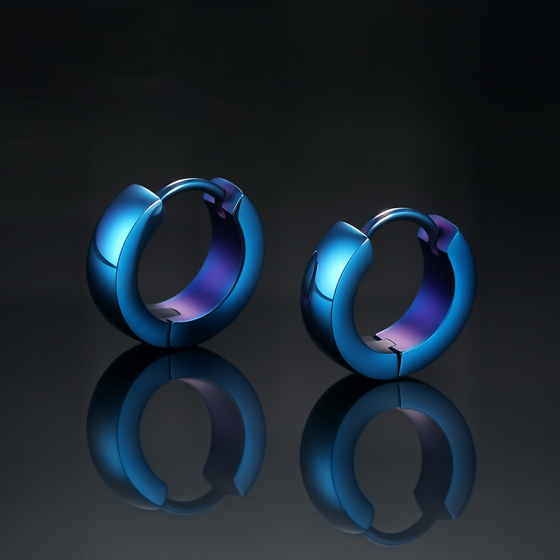 Stainless Steel Hoop Earrings in Black Gold