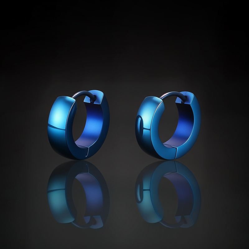 Stainless Steel Hoop Earrings in Black Gold